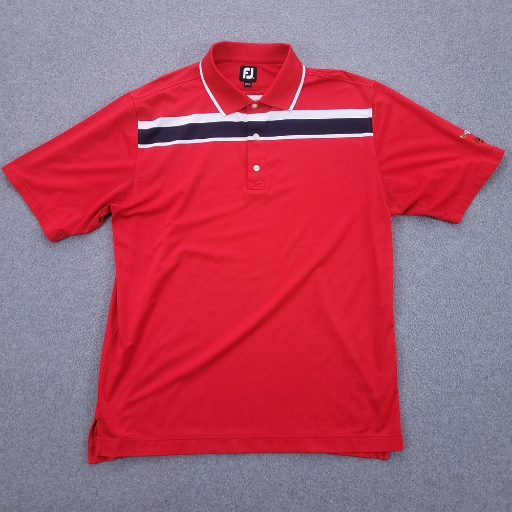 FootJoy Polo Shirt Mens XL Bull Run Golf Club Tech Performance Stretch Red